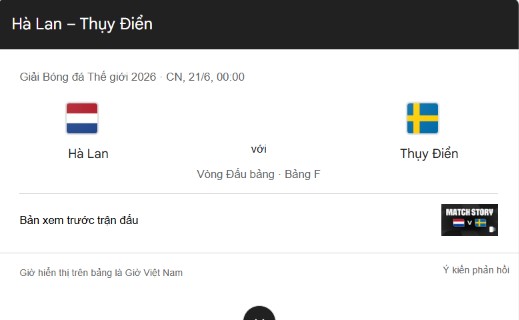 hà lan vs thụy điển